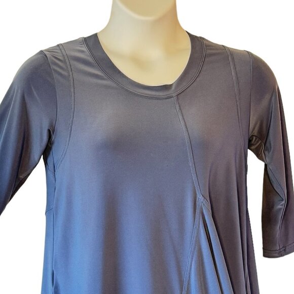 Sympli Blue Asymmetrical Lagenlook Tunic has Draped Pocket Front  Women's Size 6 - Picture 2 of 7